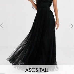 ASOS DESIGN Tall one shoulder tulle wired hem maxi